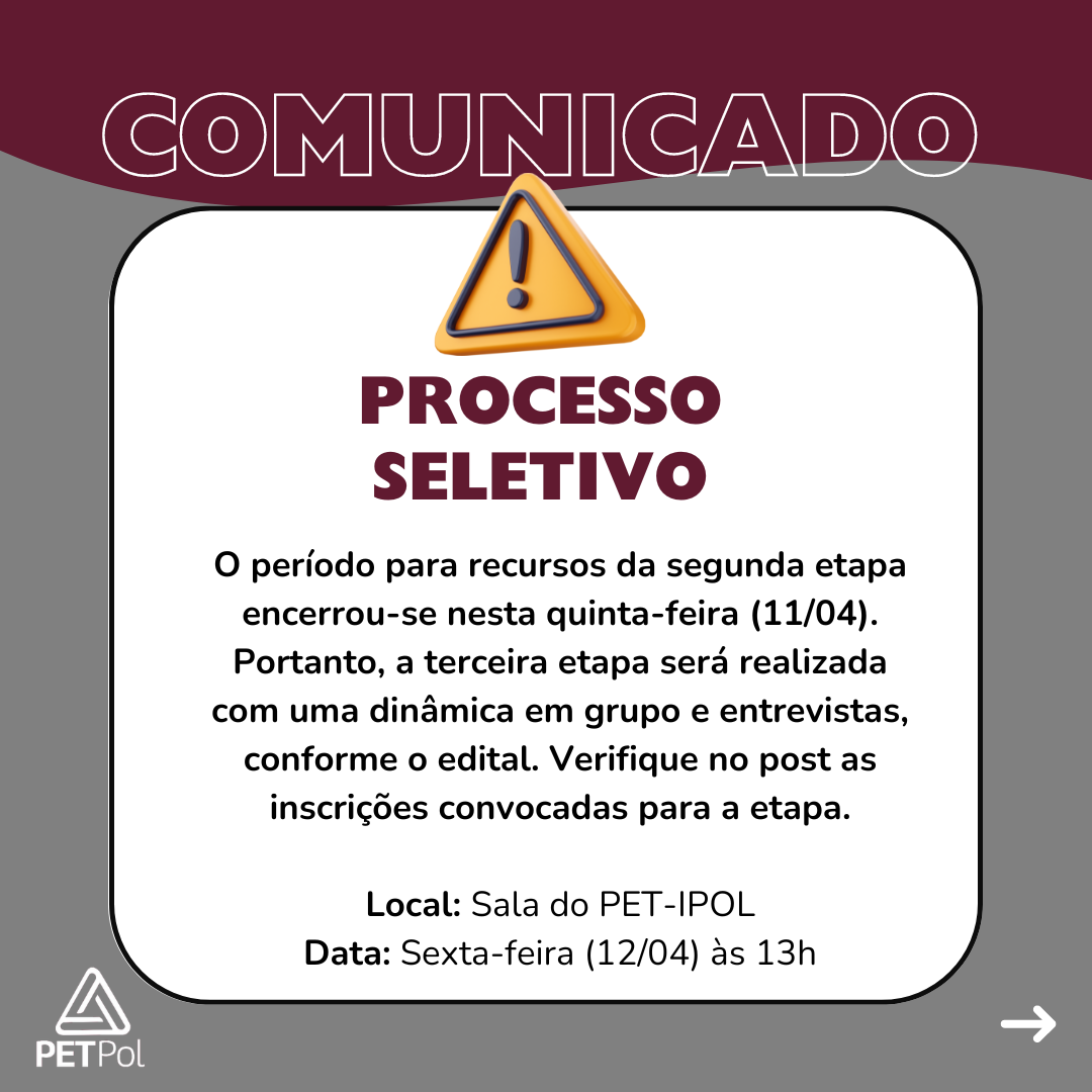 comunicado importante sobre o processo seletivo 2